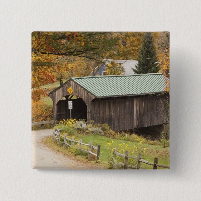 Covered bridge, Vermont, USA Pinback Button (Front)
