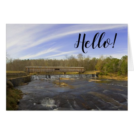 Covered Bridge Watson Mill St Park Hello Note Card (Front Horizontal)