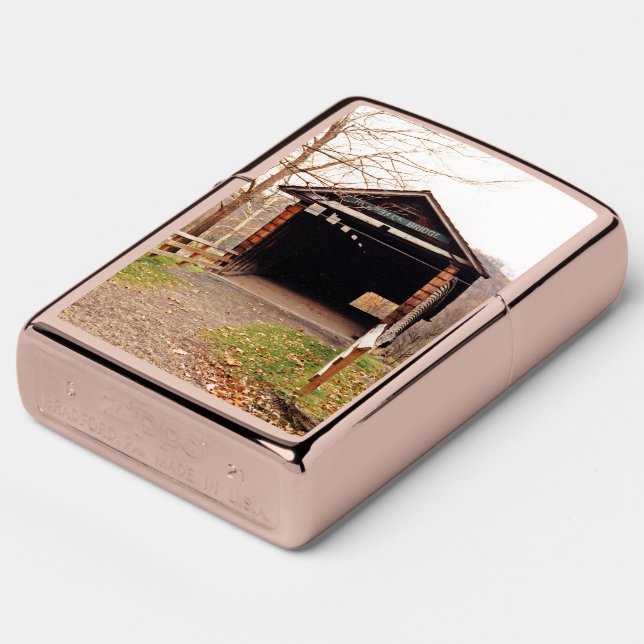 Covered Bridge Zippo Lighter (Angle)