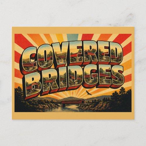 Covered Bridges Iowa Rolling Hills River Valleys Postcard