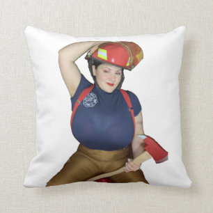 Covered firefighter two sided throw pillow