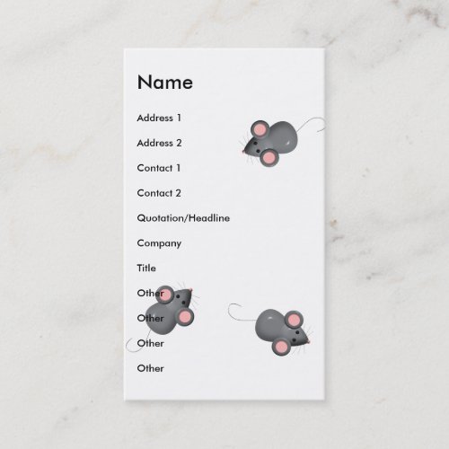 Covered In Mice Business Card Template