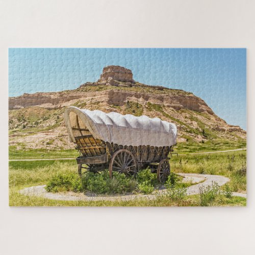 Covered Wagon at Scotts Bluff National Monument Jigsaw Puzzle