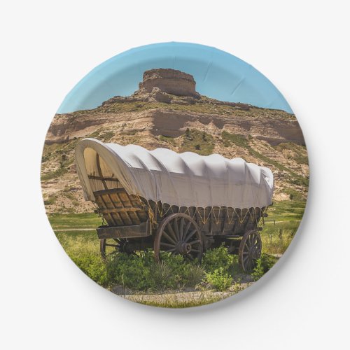 Covered Wagon at Scotts Bluff National Monument Paper Plates