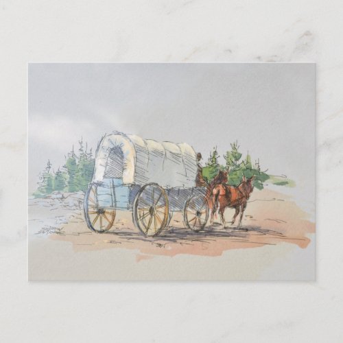 COVERED WAGON by SHARON SHARPE Postcard