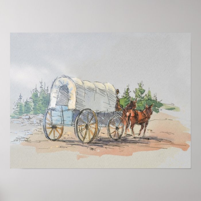 COVERED WAGON by SHARON SHARPE Print