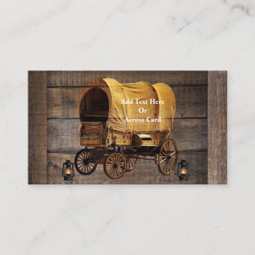 Covered Wagon Coal oil Lamps Western  Business Card