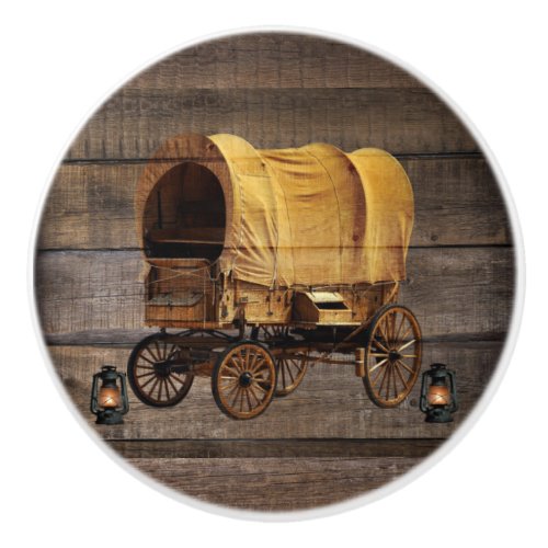 Covered Wagon Coal oil Lamps Western  Ceramic Knob