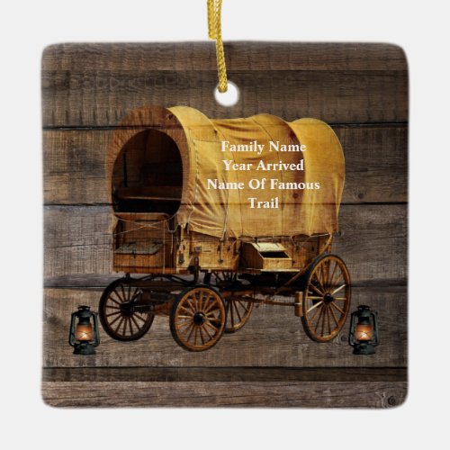 Covered Wagon Coal oil Lamps Western  Ceramic Ornament