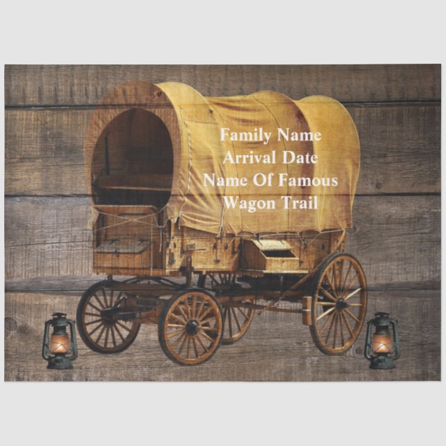 Covered Wagon Coal oil Lamps Western  Tissue Paper (Front)