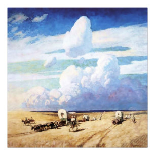 “Covered Wagons” Western Art by NC Wyeth Photo Print