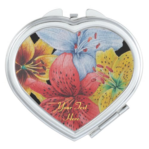 covered with red blue and yellow flowers compact mirror