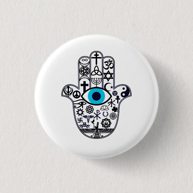 Covering all the bases Hamsa Hand Button (Front)