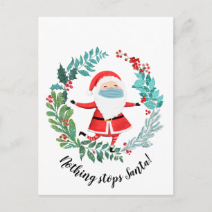 covid19 2020 nothing stops Santa christmas tree Postcard