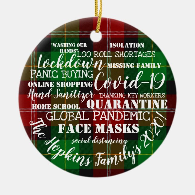 covid19 2020 our year of face masks isolation ceramic ornament (Front)