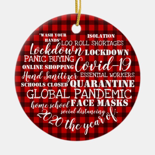 covid19 2020 the year of face masks lumberjack ceramic ornament (Front)
