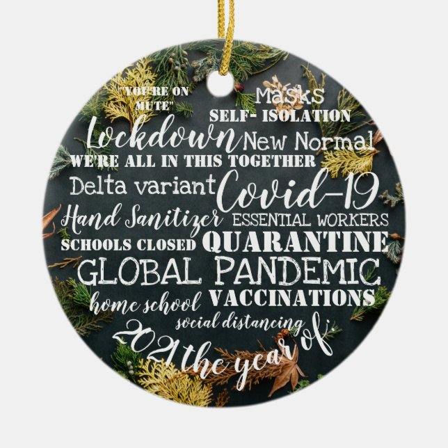 covid19 2021 the year of vaccinations christmas ce ceramic ornament (Front)