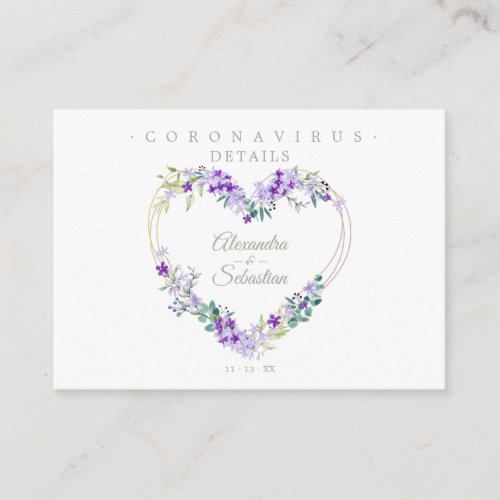 Covid19 Details Sophisticated Purple Chic Heart Enclosure Card