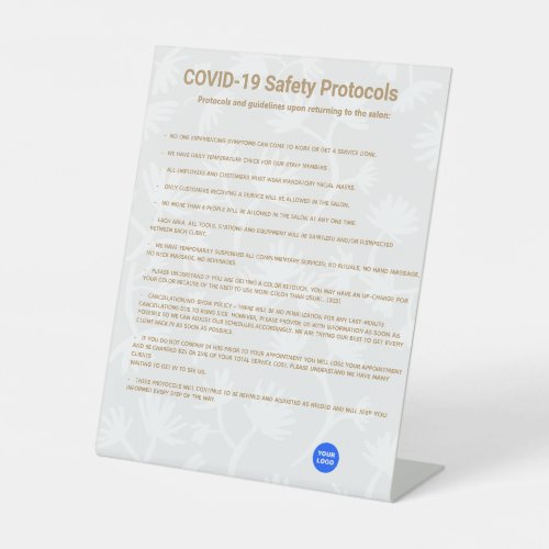 COVID19 Safety Protocol Guidelines for Hair Salon Pedestal Sign