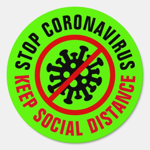Covid19 Stop Corona Virus Social Distancing round Sign