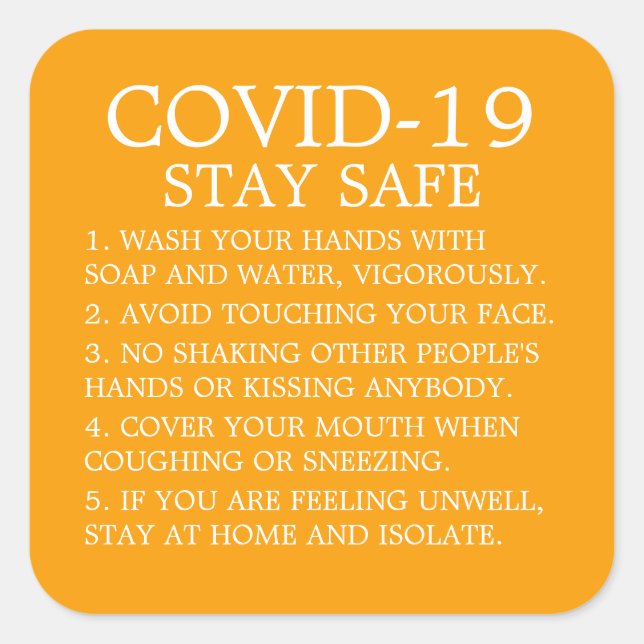 Covid-19 Advice Square Sticker (Front)