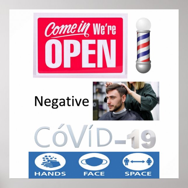 Covid 19 Barbershop Store Open Sign Poster Matte (Front)