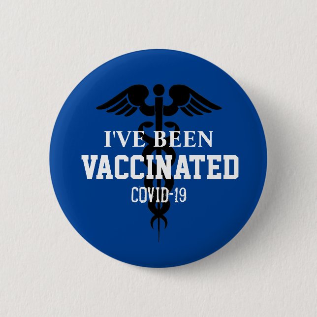 Covid 19 Been Vaccinated Blue Coronavirus Button (Front)