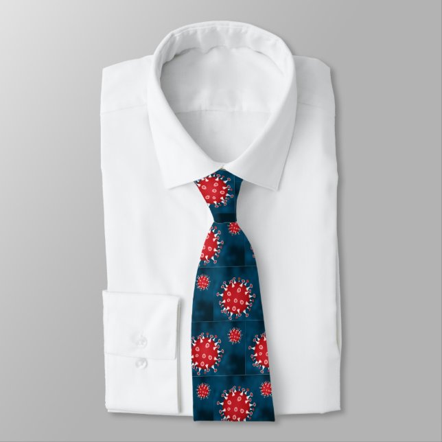 Covid 19 blue neck tie (Tied)