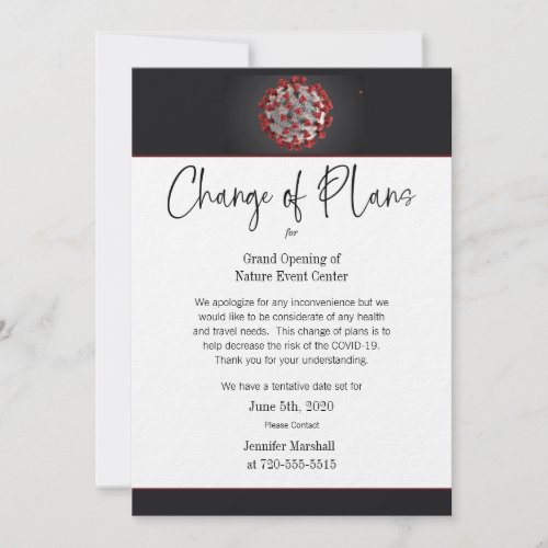 COVID_19 Change of Plan Business or Personal Event Invitation