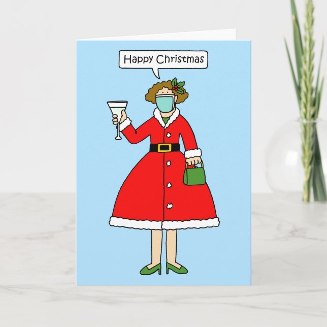 Covid 19 Christmas Mrs Claus Holiday Card (Front)