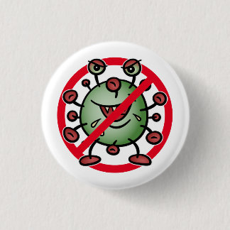 Covid-19 Corona Virus Funny Cartoon Stop Sign Button