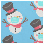 covid 19 coronavirus snowman fabric