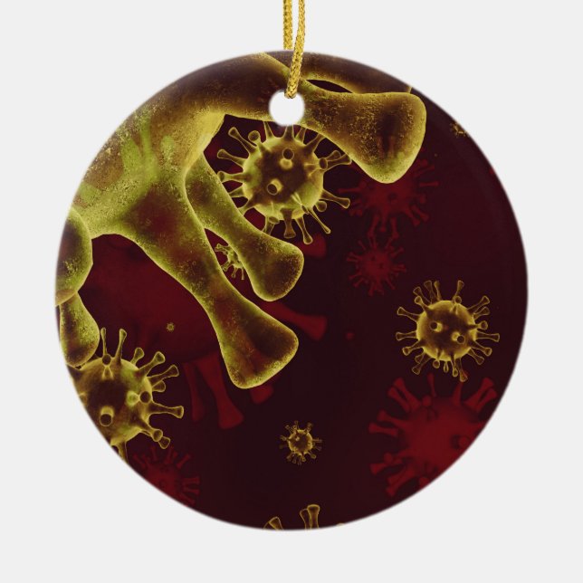 Covid-19 Coronavirus Virus Spreading as Medical Ceramic Ornament (Front)