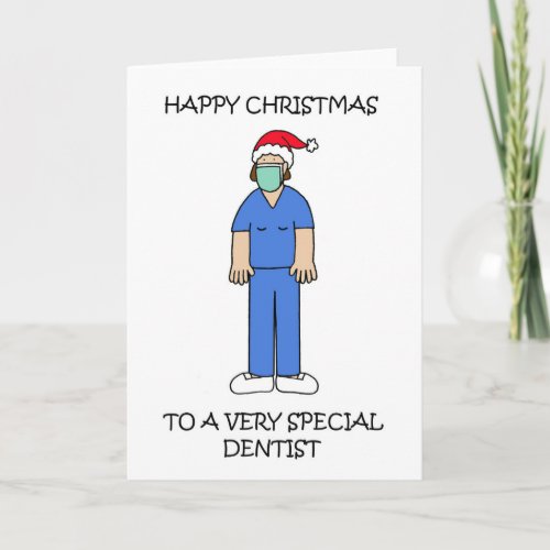 Covid 19 Happy Christmas to Female Dentist Card