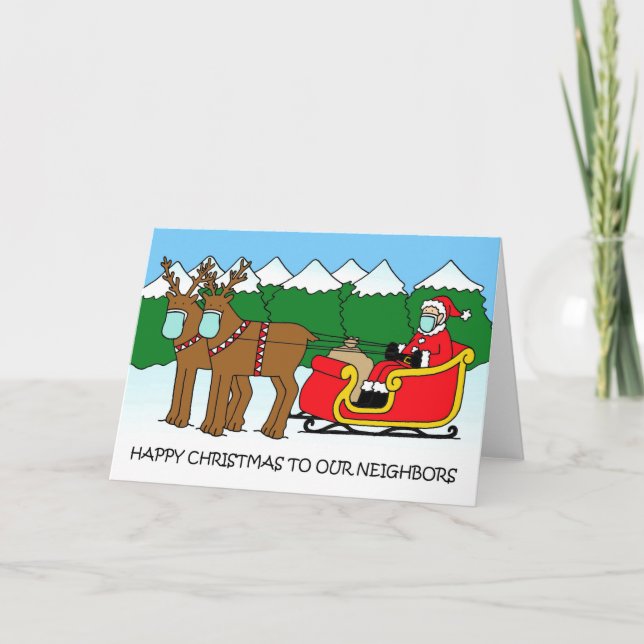Covid 19 Happy Christmas to Neighbors Holiday Card (Front)