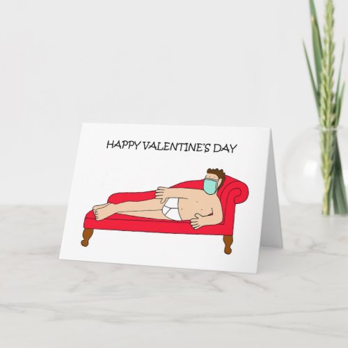 Covid 19 Happy Valentines Day Man in Face mask Card