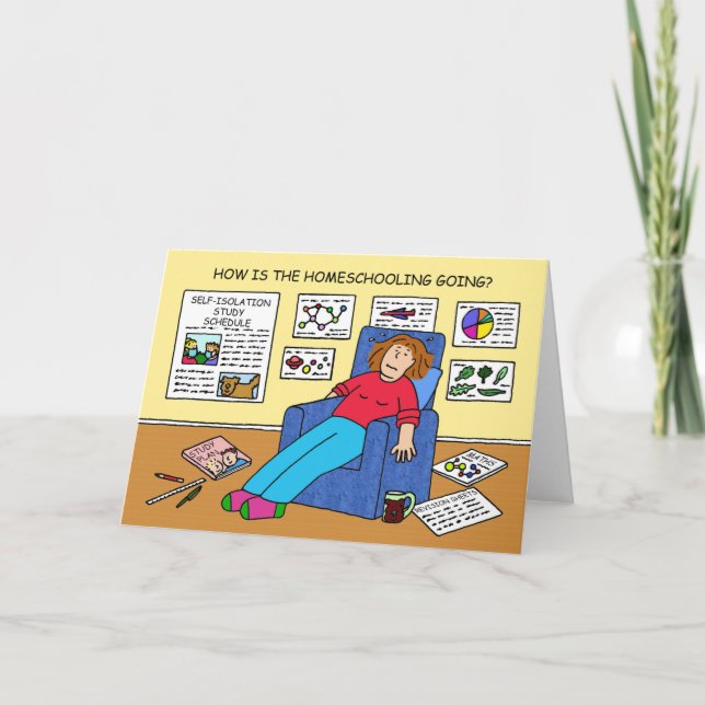 Covid 19 Home Schooling Cartoon Card (Front)