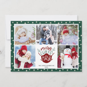COVID-19 MERRY ChristMASK Fairy Lights 5 Photo Holiday Card