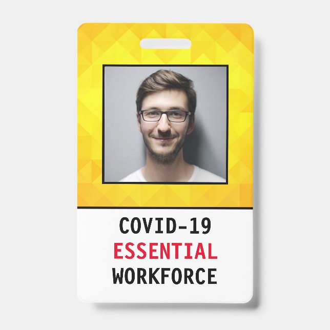 COVID-19 Novel Coronavirus Essential Worker Badge (Front)