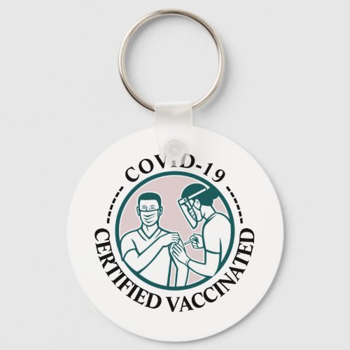 Covid_19 nurse giving vaccination certified done  keychain