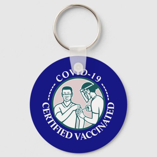 Covid_19 nurse giving vaccination vaccinated blue keychain