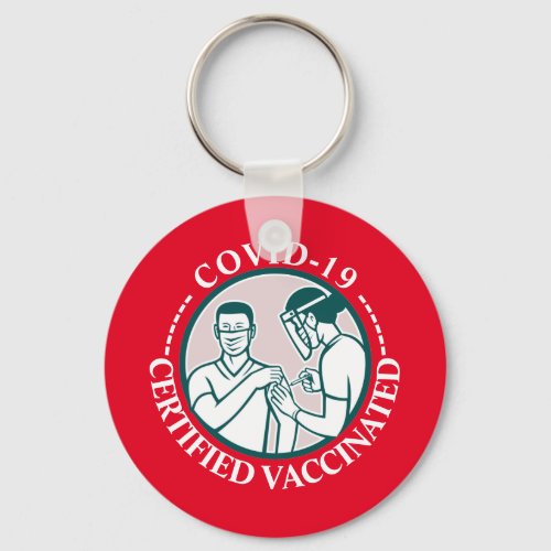Covid_19 nurse giving vaccination vaccinated red keychain