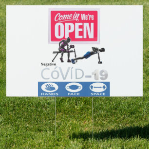 Covid 19 Open for Business  Yard Sign Gymnasium 