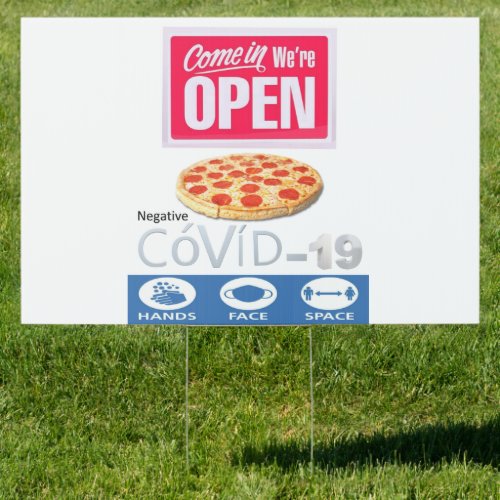 Covid 19 Open for Business  Yard Sign Pizzeria