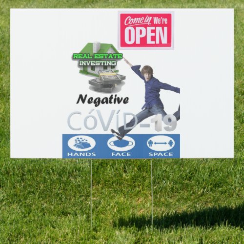 Covid 19 Open for Business  Yard Sign Real Estate 