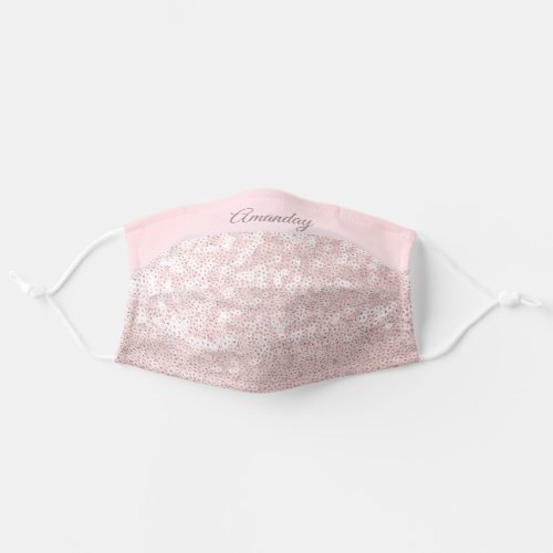 Covid_19 Pink Rose Monogram Name VOLUNTEER NURSE Adult Cloth Face Mask