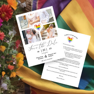 Covid 19 Pride Rainbow Heart Lesbian Gay 3 Photos Save The Date