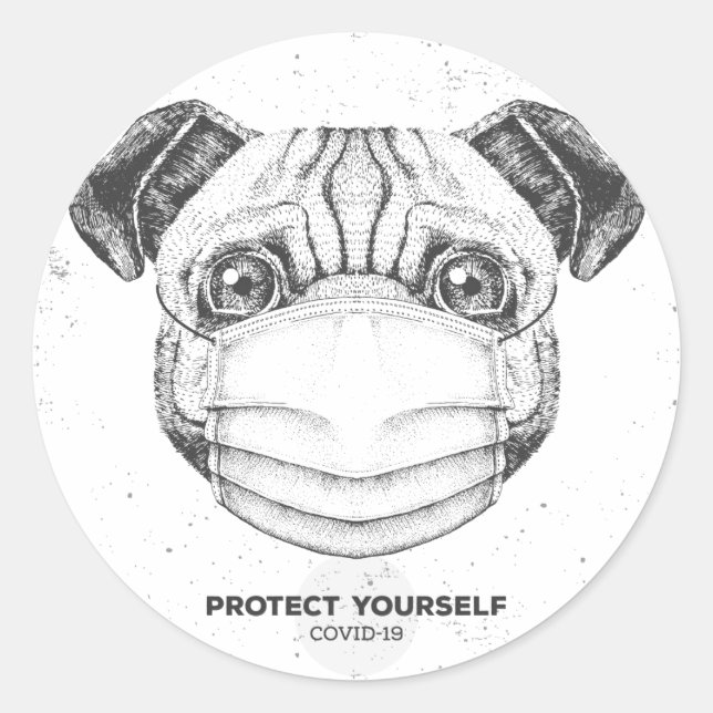 COVID-19 PUG WITH FACE MASK CUSTOMIZABLE STICKER (Front)