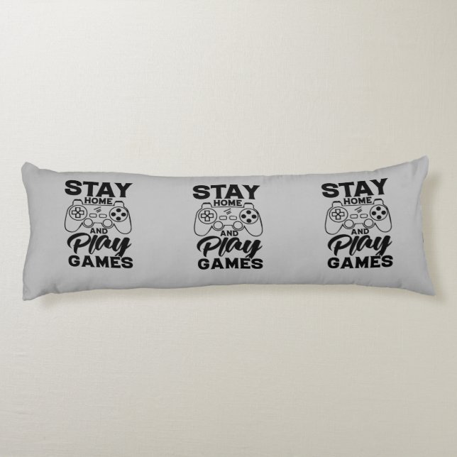 COVID 19 Quarantine Gamer Gift - Stay At Home Body Pillow (Back)