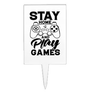 COVID 19 Quarantine Gamer Gift - Stay At Home Cake Topper